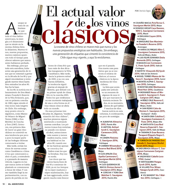 Don Amado chosen among the best classic red premium wines of Chile