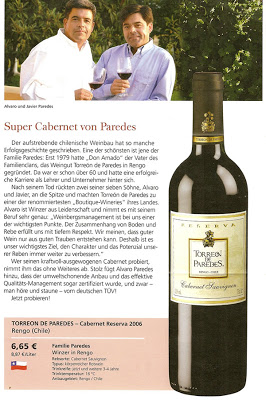 Torreón de Paredes presente con su Cabernet Sauvignon Reserva 2006 en Alemania