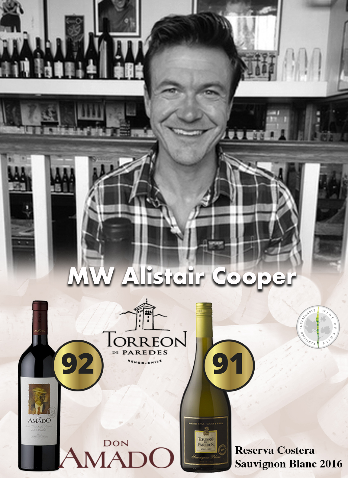 MW Alistair Cooper nos da buenos puntajes en nuestros vinos